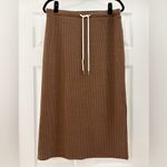 American Eagle NEW  Stretch High-Waisted Ribbed Knit Midi Skirt Brown sz Large Photo 3
