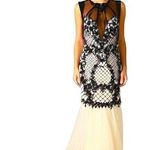 Jolene Mermaid Chiffon Beaded Rhinestone Prom Gown Black Ivory Pageant Size M Size M Photo 0