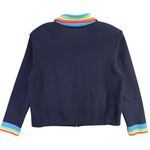 St. John Sport Santana Knit Sweater Jacket M Blue Striped Collar Full Zip Luxury Photo 7