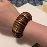 Heavy Cuff Beaded Statement Stretchy Costume Bracelet Brown Wood? Wood Like? Photo 0
