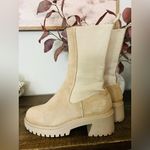 Steve Madden  Hesitant Sand Suede Block Heel Pull On Mid
Calf Fashion Boots Sz8 Photo 1
