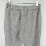 J.Crew pull on pants linen blend gray white stripe elastic waist nautical 12P Photo 3