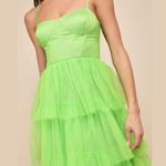 Lulus Rule the Runway Lime Green Tulle Bustier Tiered Maxi Dress Size S Photo 3