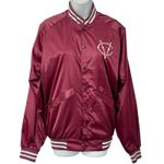Vidcon 9 Burgundy Red Embroidered Satin Cardinal Bomber Jacket Size S Creator Photo 4