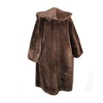 Vintage 1960s Brown Faux Fur Coat Open Front Formal Union Made Size Medium Photo 5