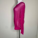 eight eight eight NWT Open Weave Pink Sweater Crochet Long Sleeve Sz Large Photo 2