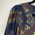 Free People Blue & Green Floral Paisley Balloon Sleeve Tunic Mini Dress XS Photo 2
