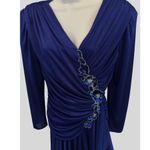 Abby Kent VTG 80s Evening Gown Prom Formal Party Dress Old Hollywood Glam Blue Size 10 Photo 6