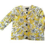 Cable & Gauge Vintage Silk Yellow Floral Cardigan Sweater Large Photo 0