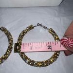 Silver and Gold Chunky Sparkle Hoop Earrings Gold Photo 7