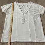 POL Short Sleeve V Neck Button Up Henley Tee Shirt White Ribbed Size Small Photo 3