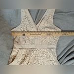 Free People  Lace V-neck Mini Back Cut Out Pleats Short Cream Dress Medium Photo 3