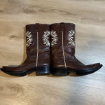 Mexicana Women Brown Leather Western Cowboy Boots White Stitching Pointed Toe 39 Size 8 Photo 12