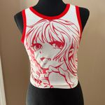 SheIn EZWear Graphic Crop Top Size Small in White with Red Trim Photo 3