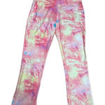 Zelos  Pastel Tie Dye Pink and Yellow Light Compression Crop Legging Med NWT Photo 0