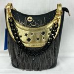 Disney Jasmine Aladdin Bucket Bag/Crossbody Handbag Chain Link Fringe Black New Photo 2