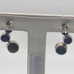 Sterling Silver, Gold Plated, & Blue Opal Post Earrings Photo 3