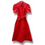 Shoshanna  Annette Red Shirt‎ Dress Women’s Size 2 Puff Sleeve Button Front Tie Photo 1