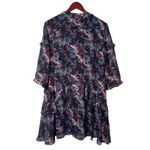 Saloni Tilly Ruffle Silk Floral Button Down Mini Dress sz 12 Blue Photo 2