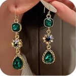 Emerald Green Crystal Dangle Drop Earrings For Women Photo 6