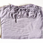 PaperMoon Lilac Ribbed Knit Tube Top with Ruffle Trim & Tie Detail Photo 0