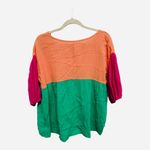 Color block Neon Short Sleeve 100% Cotton Green Orange Pink Preppy Boutique M Size M Photo 6
