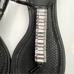 Brian Atwood Black Leather Flat Strappy Sandals Crystal Embellishments 8.5 / 39 Photo 1