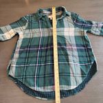 Sonoma  Womens Flannel Plaid Shirt Top Collared‎ Green Purple Long Sleeve PL Photo 3