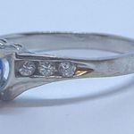 Womens 10K 10KT Solid White Gold Blue Topaz Heart Ring Size 7 Photo 2