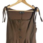 ZARA Brown Houndstooth Check Square Neck Pleated A-Line Mini Dress Small Photo 2