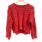 AQUA Women's XS Brick Red Cable-Knit Pullover Sweater Casual Photo 1