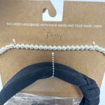 Berry Knotted Headband, Patterned Mask, and Pearl Mask Chain, Brand New Black Photo 4