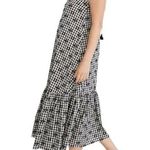 Madewell NWT Gingham Print Ruffle Hem Tent Midi Dress Black & White Size 12 NEW Photo 9