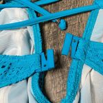 Aqua Blue Lace Halter Bikini Top Size L Photo 4