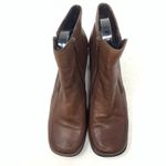 Vintage Y2K 90s Square Toe Brown Leather Side Zip Bootie Ankle Boot Sunburst 9.5 Photo 8