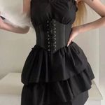 NEW Black Faux Leather Lace Photo 0