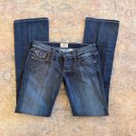 Frankie B. NWOT Low Rise Flying Free At Sunset Flare Jeans w/ Embroidered Patch Blue Size 6 Photo 2