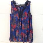 Free People Intimately Womens Oversized XS floral black lace trim tank top Photo 1