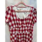 GOOBGS Red White Gingham Plaid Square Neck Puff Sleeve Fit Flare Dress XL Photo 1