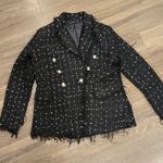 LIONESS  Women's The Kendall Blazer Black Raw Hems size Medium Photo 2