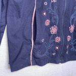 VTG Shenanigans‎ Cardigan Jacket Size L Blue Embroidered Floral Granny Cottage Size L Photo 4