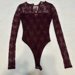 SO Maroon Lace Long Sleeve Bodysuit Size XS Red Photo 0