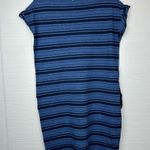 prAna  Blue Striped Boat Neck Short Sleeve Shift Dress Pockets Nautical Beach Photo 2