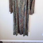 Vintage Classique Brown Animal Print Maxi Dress Womens M Long Sleeve Rayon Boho Size M Photo 2