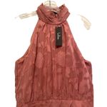Lulus NWT Lulu’s Chic Demeanor Rusty Rose Pink Floral Jacquard Halter Mini Dress Large Photo 5