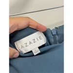 Azazie Bridesmaid Dress Maxi Size Small Blue Ruffled Sleeves Sweetheart Neck Photo 4