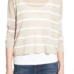 Eileen Fisher Crepe Stripe Linen Blend Knit Crop Sweater Petites Size Large Photo 0