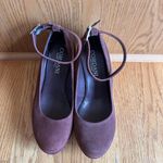 Cordani‎ Chunky Suede Wedge Sandals 38/7.5 Closed Toe Brown Platform Ankle Strap Photo 4