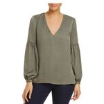 L'Academie  Maya Blouse Olive Green V-Neck‎ Long Sleeve Balloon Size Small Photo 1