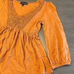 Derek Heart Peasant Top Crochet Detail Long Sleeve Blouse Orange S Photo 1